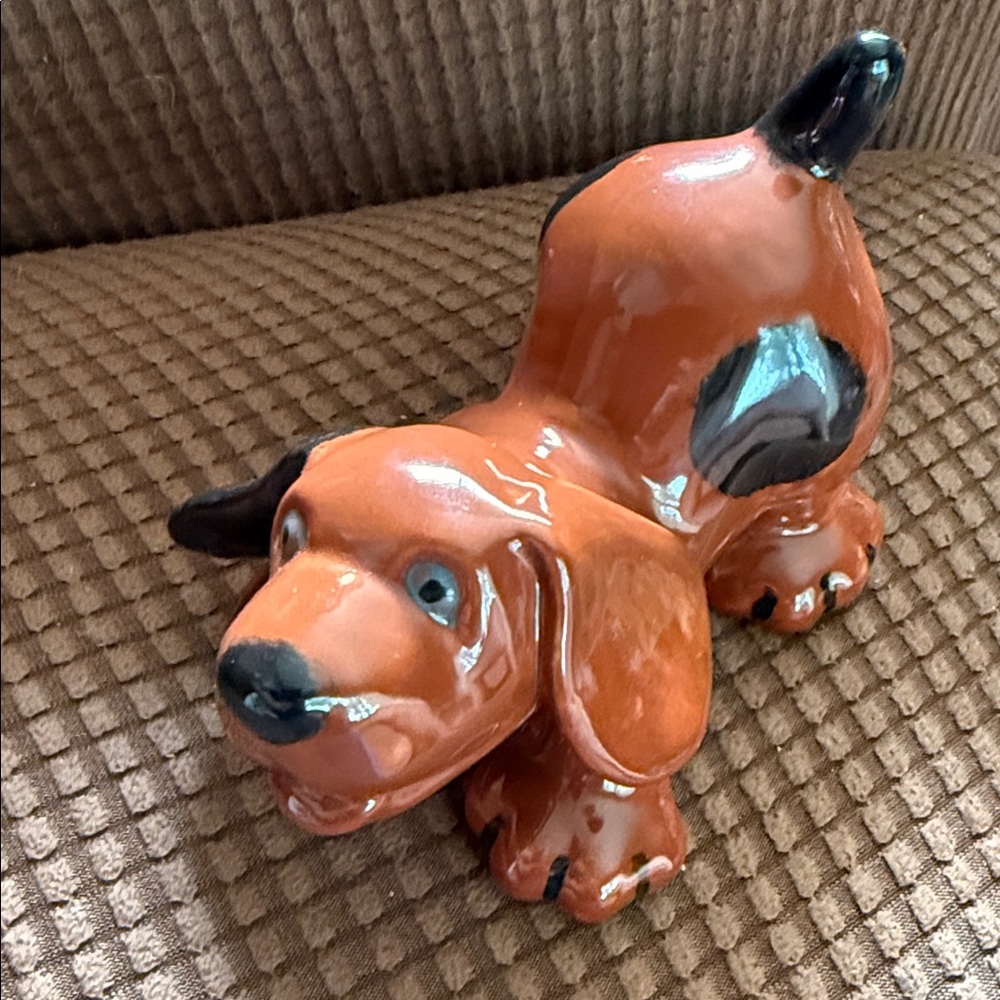 Ceramic Dog Figurine - Brown and Black